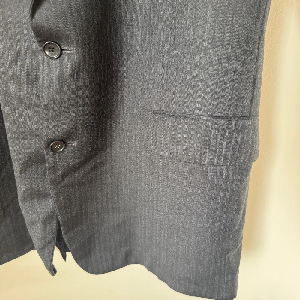Brooks Brothers Wool Striped Grey Suit Jacket Blazer Single Breasted 50L